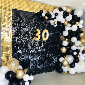 2500pc Shimmer Sequin Party Backdrop Curtain Metallic Foil Fringe Birthday Wedding Wall Decoration Photo Zone Booth Glitter Gold