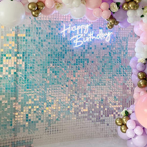 Shimmer Sequin Wall Panel Backdrop Blue Pink Onion Pick Event Party Birthday Show Square Gliter Decorative Decoration Irisdecent