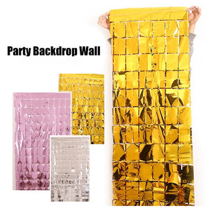 Square Rain Curtain Background Cloth Birthday Party Decorations Shimmer Wall Backdrop Wedding Party Decor Sequin Wall Background