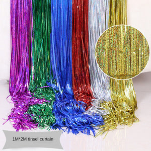 Curtain Metallic Foil Laser Birthday Wedding Party Wall Decoration Zone Backdrop Party Backdrop Fringe Colorful Shimmer Backdrop