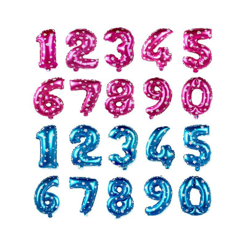 16inch Number0-9 Foil Balloons Pink&Blue Air Digit Balloon Home Garden/Baby Birthday/Wedding Party Decoration Supplies Kids Toys - Kesheng special effect equipment