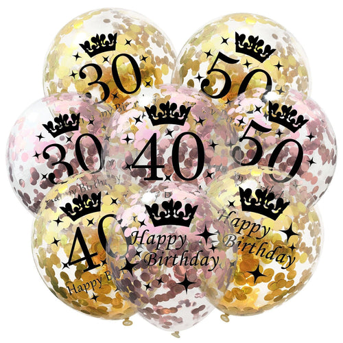 5PCS 12inch 1/30/40/50th Confetti Air Balloons Happy Birthday Party Balloon Anniversary Decorations Wedding Balon Party Supplies - Kesheng special effect equipment