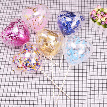 5 Sets/lot Romantic Clear Heart Shape Confetti Latex Balloons with Rods for Birthday Cake Wedding Birthday Party Decoration Ball - Kesheng special effect equipment