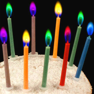 Birthday Party Supplies  12pcs/pack Wedding Cake Candles Safe Flames Dessert Decoration Colorful Flame Multicolor Candle - Kesheng special effect equipment