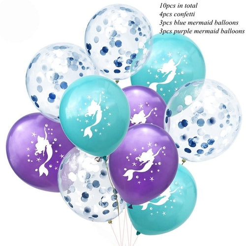 10PCS Cartoon Mermaid Balloons Confetti Air Ballons Wedding Ballons Kids Birthday Party Decorations Baby Shower Supplies - Kesheng special effect equipment