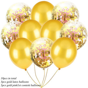 10PCS 12inch 1st Birthday Confetti Balloons Inflatable Air Balloon 18/30/40/50th Baby Shower Birthday Party Decoration Supplies - Kesheng special effect equipment