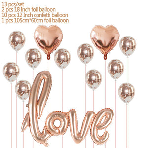 Rose Gold Theme Happy Birthday Heart Star Foil Latex Confetti Balloon 32inch Number Foil Balloon Birthday Party Decor Supplies - Kesheng special effect equipment