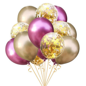 15Pcs Mixed Metallic Latex Balloon Gold Confetti Balloons Birthday Party Decoration Air Ball Baby Birthday Wedding Party Decor - Kesheng special effect equipment
