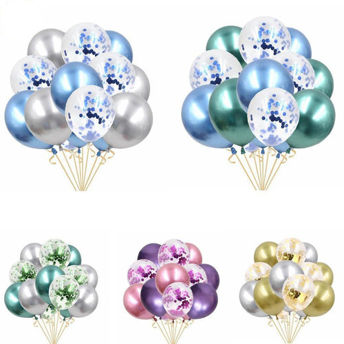 15PCS 12inch Metallic Colors Latex Balloons Confetti Air Balloons Inflatable Ball For Wedding Birthday Party Decoration Supplies - Kesheng special effect equipment