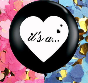 36inch Black Gender Reveal Balloon "It's a...." Helium Latex Balloon with Love Heart Confetti Baby Shower Decorations - Kesheng special effect equipment