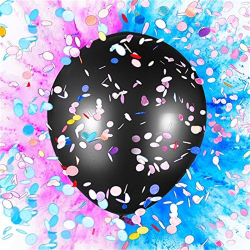 36 inch Black Round Confetti Latex Balloon Boy or Girl Gender Reveal Party Balloon Giant balloon with pink blue gold confetti - Kesheng special effect equipment