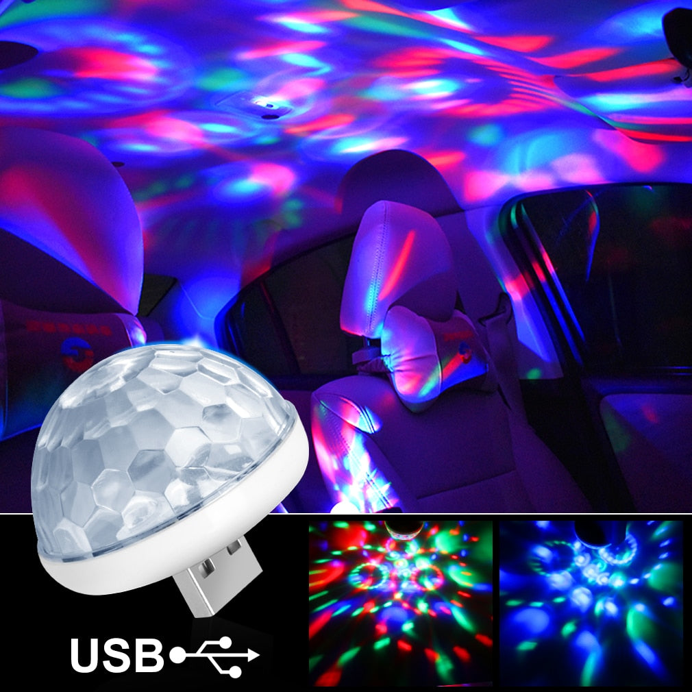 Auto Led Auto Lampe USB Umgebungs Licht DJ RGB Mini Bunte Musik Sound Licht  USB-C Interface Apple Interface Urlaub Partei karaoke