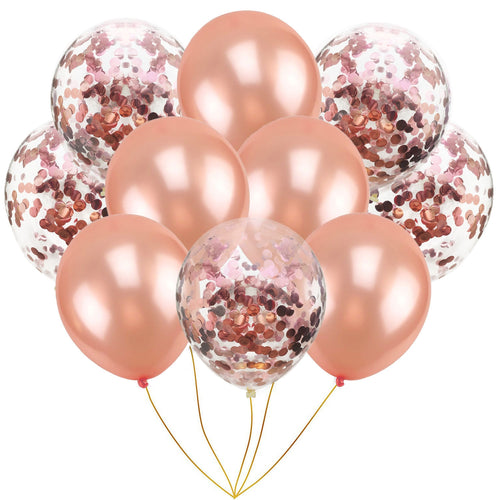 10pcs Mix Rose Gold Confetti Latex Balloons Pink 12 Inches Party Balloons for Baby Shower Bridal Shower Wedding Decorations - Kesheng special effect equipment