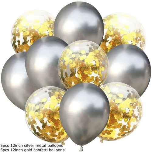 10PCS 12inch Multi Confetti Latex Balloons Metallic Air Balloons Inflatable Ball Wedding Decoration Birthday Ballon Party Decor - Kesheng special effect equipment