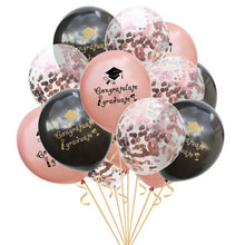 15pcs Mix Confetti Latex Balloons Rose Gold Black Congratulate Graduate Helium Balloons Kids Graduation Party Decoration 12 inch - Kesheng special effect equipment