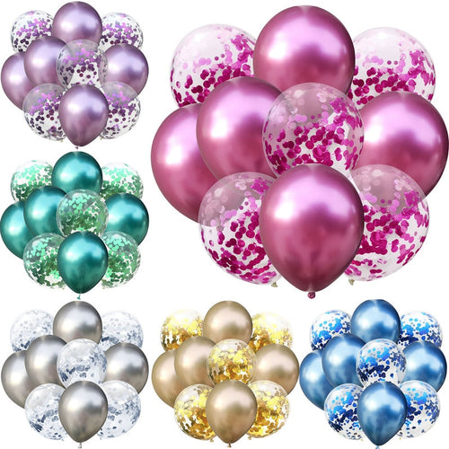 10pcs 12inch Pearl Metal Color Clear Confetti Balloons Set Wedding Decoration Birthday Party Decoration Globos Latex Balloons - Kesheng special effect equipment