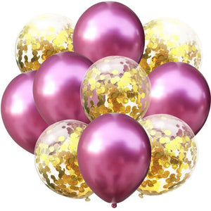 10pcs 12inch Pearl Metal Color Clear Confetti Balloons Set Wedding Decoration Birthday Party Decoration Globos Latex Balloons - Kesheng special effect equipment