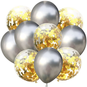 10pcs 12inch Pearl Metal Color Clear Confetti Balloons Set Wedding Decoration Birthday Party Decoration Globos Latex Balloons - Kesheng special effect equipment