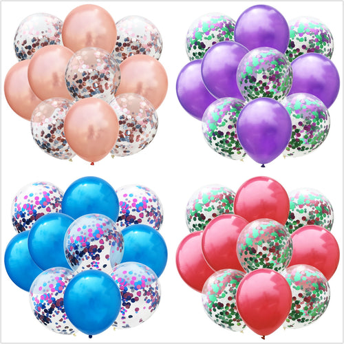 10pcs/lot 12inch Mix Confetti Balloons and Pure Colour Latex Balloons for Wedding Birthday Party Decorations Baby Shower Balloon - Kesheng special effect equipment