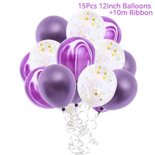 10Pcs/15Pcs Metallic Chrome Balloons Happy Birthday Balloons Gold Confetti Balloon Wedding Decoration Inflatable Helium Balloons - Kesheng special effect equipment